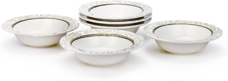 Edessa Ceramic Elana 17Cm Round Serving Bowl, White - Versatile Medium-Size Ceramic Bowl for Serving Salads, Curries, Snacks & Side Dishes - Microwave & Dishwasher Safe (Set of 6) - Image 2